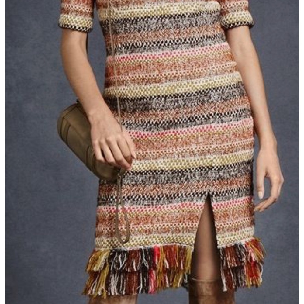 NWT • WORTH NEW YORK $598 Fringed Blanket Stripe Dress - Picture 13 of 16